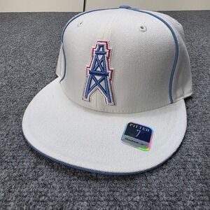 Reebok NFL Classic Houston Oilers Fitted Baseball Cap Size 7 White Blue